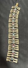 Vintsge Gold Tone Signed Emmons Multi Rhinestone Wide Bracelet 8”