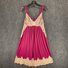 Soma Lace Trim Chemise Nightgown Womens Medium Burgundy Rayon Spandex Romantic