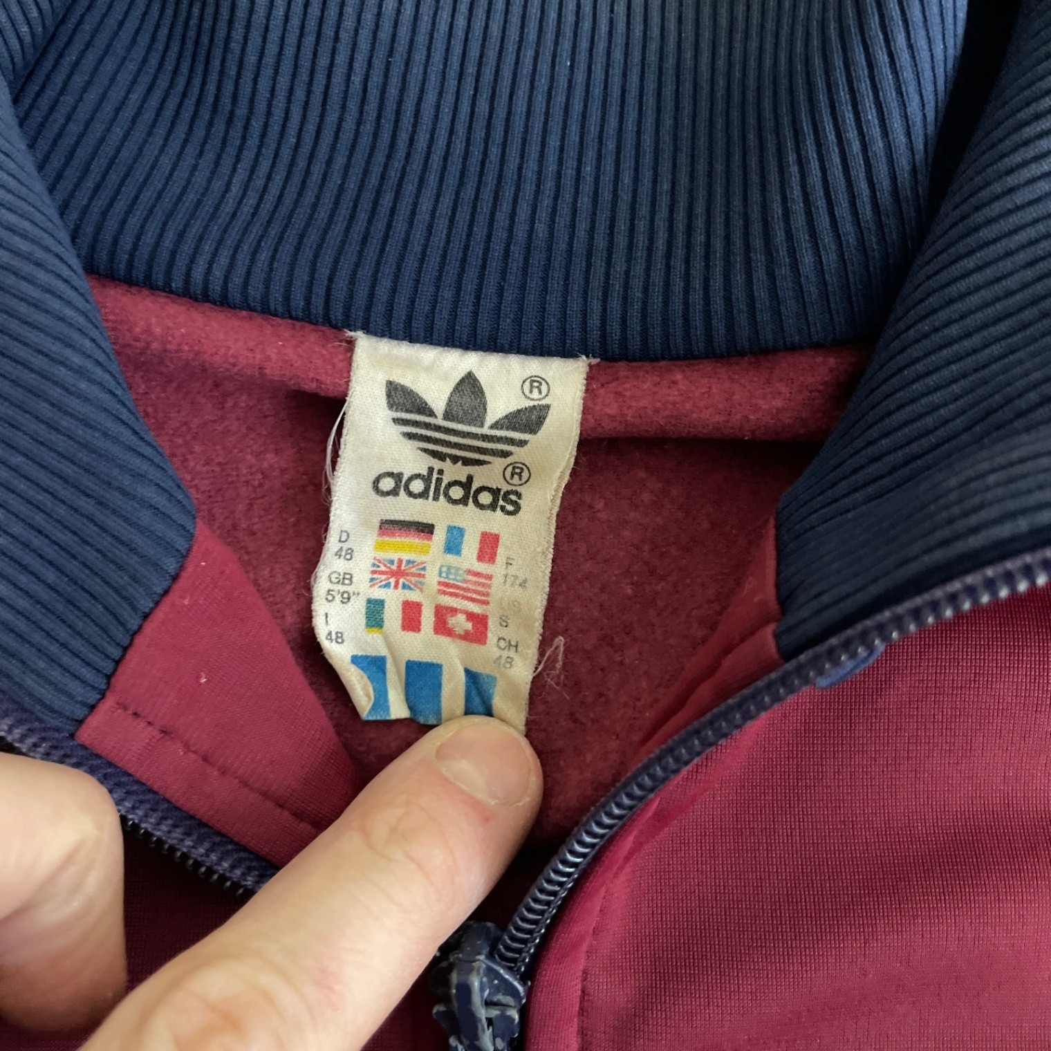 Adidas Vintage Track Jacket Men's Medium Maroon Trefoil Firebird West Germany thumbnail 3