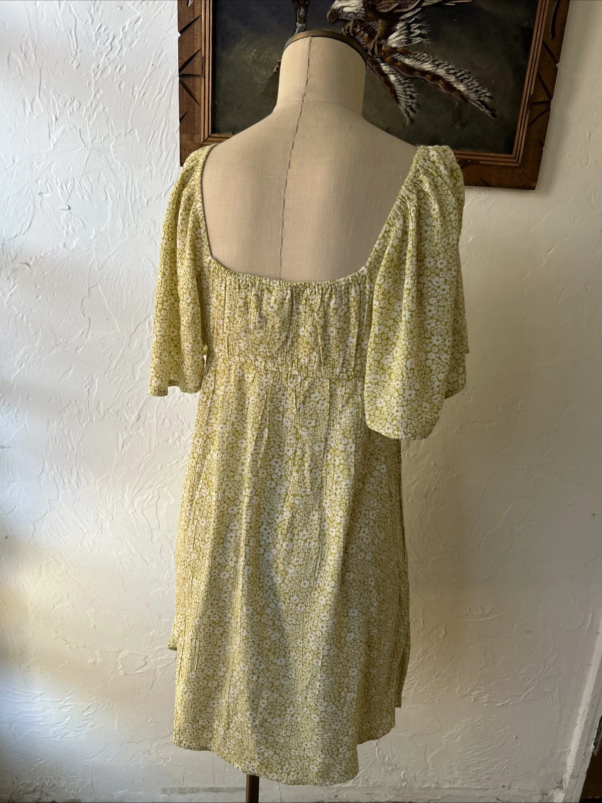 UNDERCOVER Billabong Secret Garden Mini Abito Donna Verde Medio Floreale Vestibilità Svasata Svolazzante