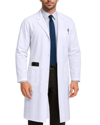 NY Threads Professional White Lab Coat for Men, Long Sleeve Medical Coat 1 Pa