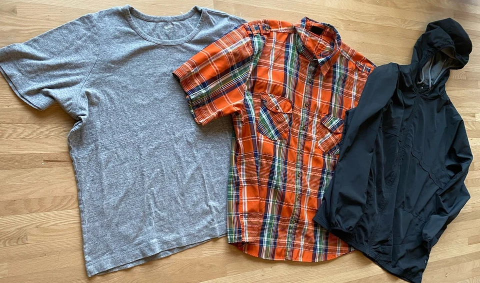 Hombres/x LOTE Duluth Trading Company Camiseta Rojo Mono Manga Corta Abrigo Ligero Foto 2 de 4