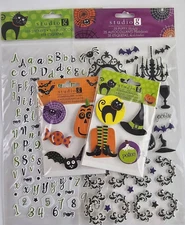 Set of 4 Studio G Dimensional Stickers Halloween Letters Bat Puffy Retired New