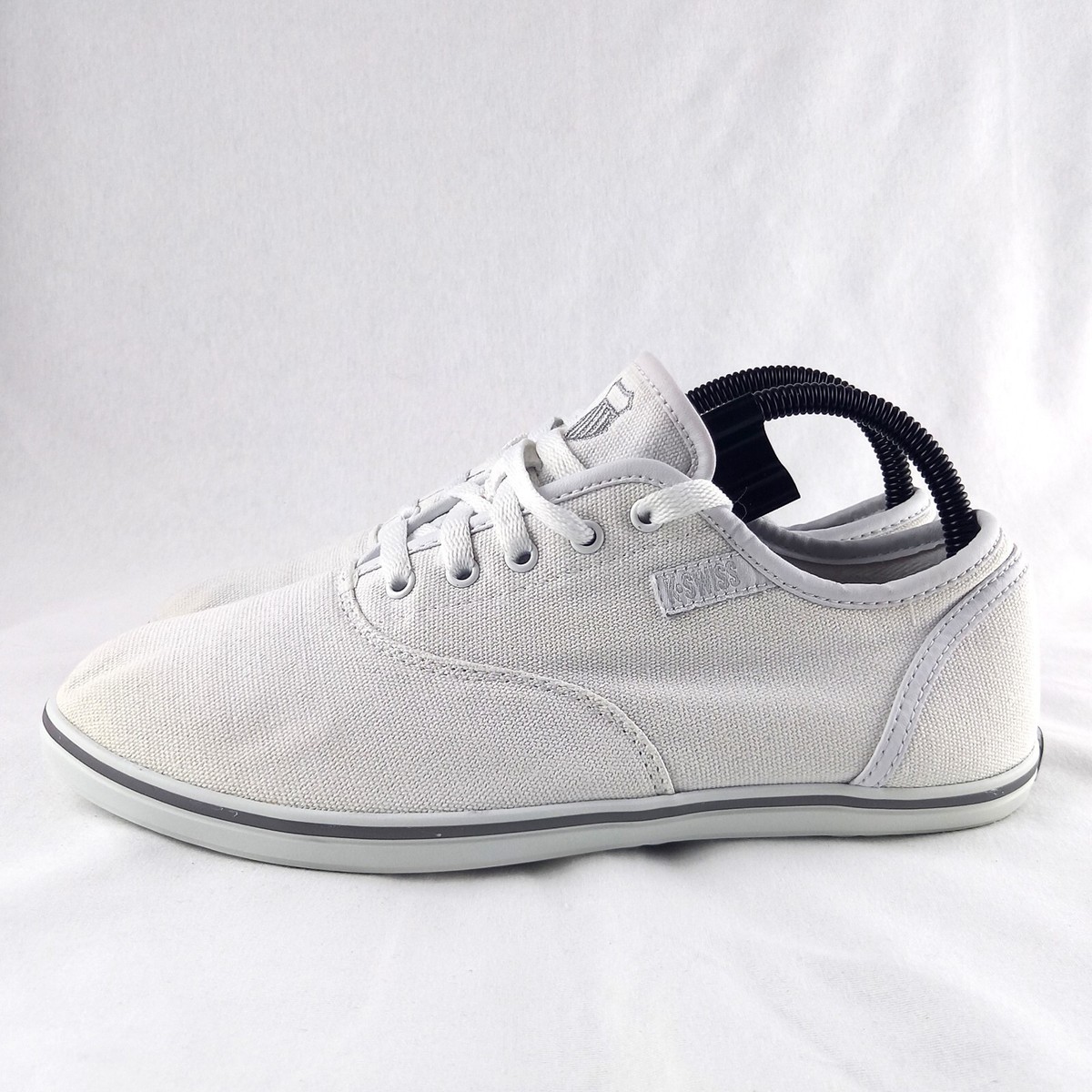 Canvas K Swiss Low NEW K-SWISS White Canvas Trainers Sneakers