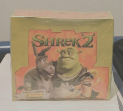 shrek 2 booster box Factory Sealed Box of Shrek 2 Vintage Collectable Album Stickers. 10  Stickers per Pack, 48 Packs. 100% Authentic Ogre! Donkey Puss in Boots