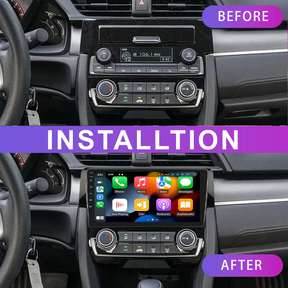 Apple & Android Carplay Fit for Honda Civic 2016 - 2020 Stereo Radio Gps Custom - Image 2 of 4