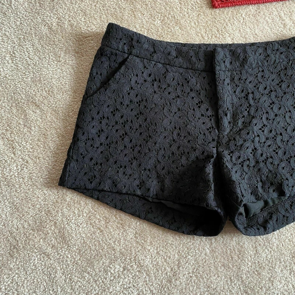 Pantalones Cortos Nicole By Nicole Miller Para Mujer 2 Negros Encaje Crochet OT Foto 3 de 4