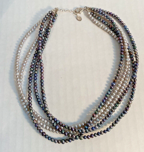 Silpada Multi Strand Sterling Iridescent Purple Grey Necklace