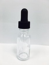 144 Pcs 1/2 oz 15ml CLEAR Boston Round Glass Bottles with Standard Dropper