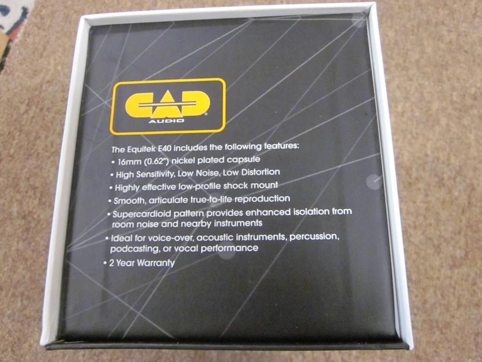 CAD Equitek E40 studio recording microphone - new in box w/ warranty,etc. - Image 4 of 4