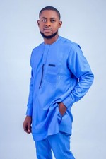 African Nigerian Senator Style Shirt with pocket design  Pants Outfit.