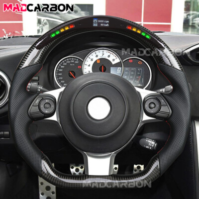 Real Carbon Fiber LED Steering Wheel Fit 2017-2026 Subaru BRZ Red Stitching