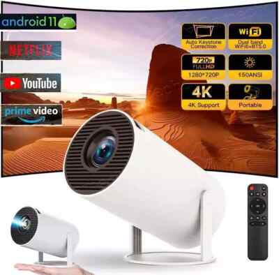 5G 4K Smart Projector HD LED WiFi Bluetooth HDMI USB Android Office Home Theater
