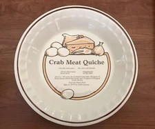 Vintage C.E. Springer Crab Meat Quiche White Ceramic Recipe Baking Dish