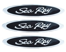 3Pcs Sea Ray Emblem Oval Searay Hull Side Badge Sticker Nameplates Logo Chrome