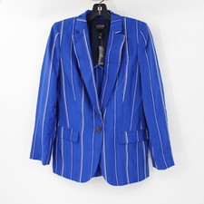 NWT J Crew Alfie blazer womens 0 one button regal blue striped jacquard viscose