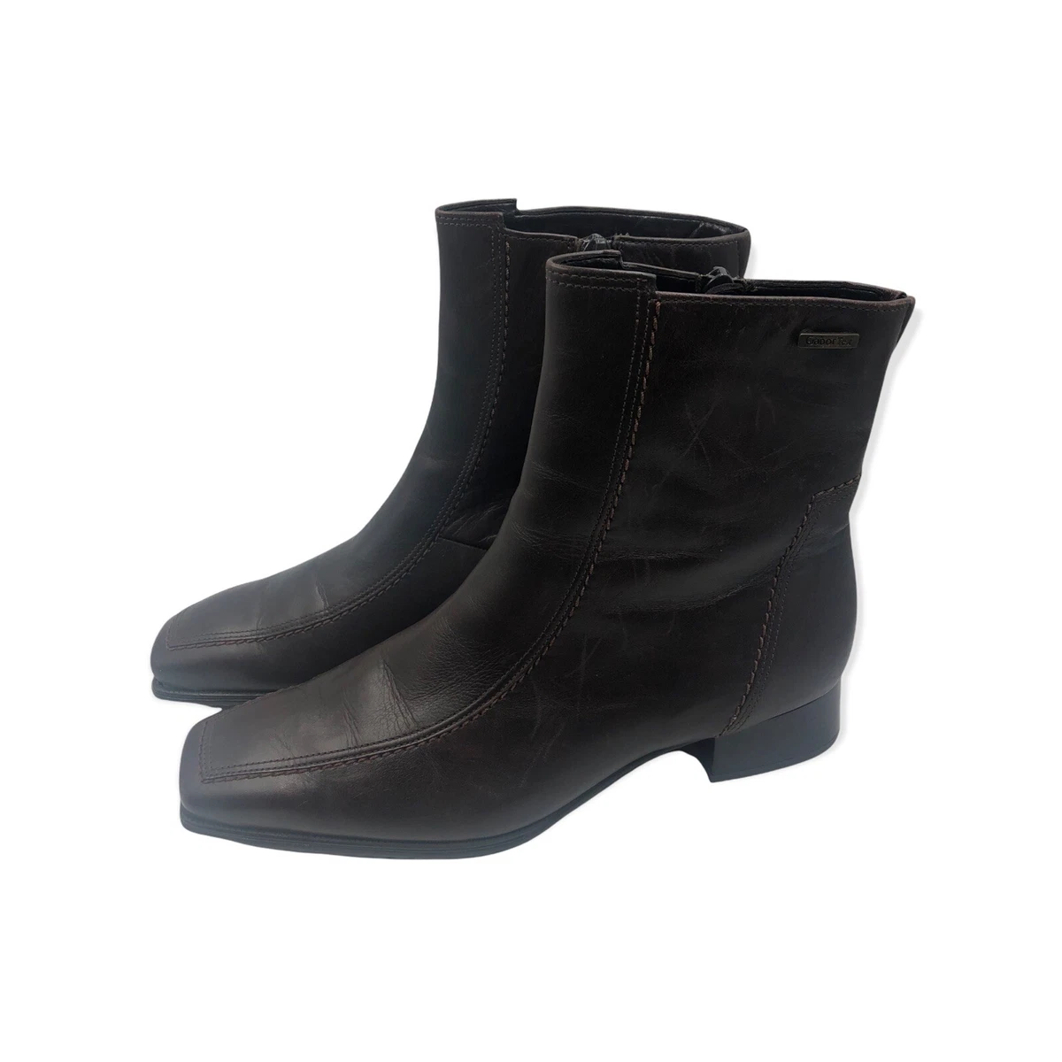 Gabor Tex Size 38 5 BROWN LEATHER ANKLE BOOTS WARM LINED WATERPROOF WOMENS