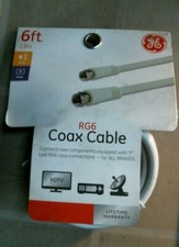 GE 33602 6' RG6 Coax Cable, White, FREE SHIPPING