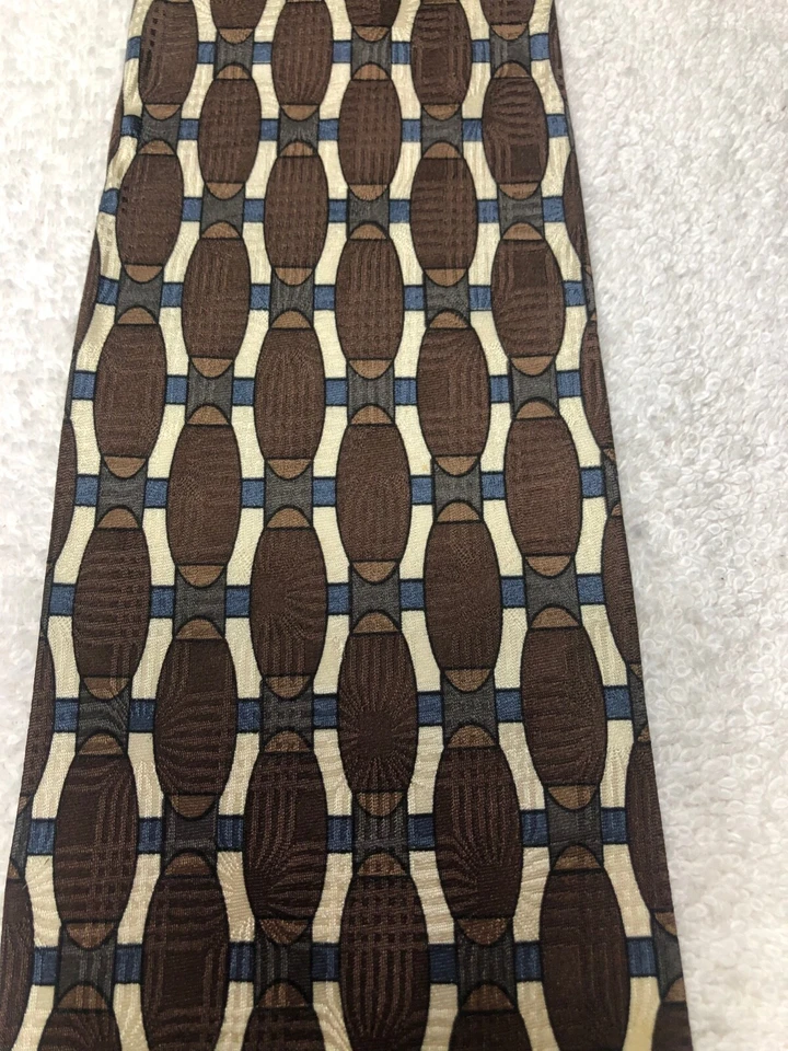 LINEA MODA CORBATA HOMBRE MARRÓN AZUL BLANCO 4 X 58 Foto 3 de 4