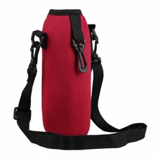 Red Water Bottle Strap Bag Neoprene Insulated Case Carrier Cover Adjustable Belt