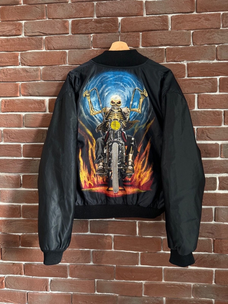 90s Vintage Ghost Rider Zip It Nylon Bomber Jacket L black | eBay 90s Vintage Ghost Rider Zip It Nylon Bomber Jacket L black | eBay