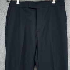 Uniqlo Womens 6 Pants 30x29 Slim Straight Flat Front Wool Blend Trouser Black