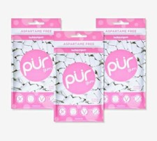 PUR Xylitol Chewing Gum BUBBLE GUM 55 Pieces, 3 Pack Sugarless Vegan Bubblegum