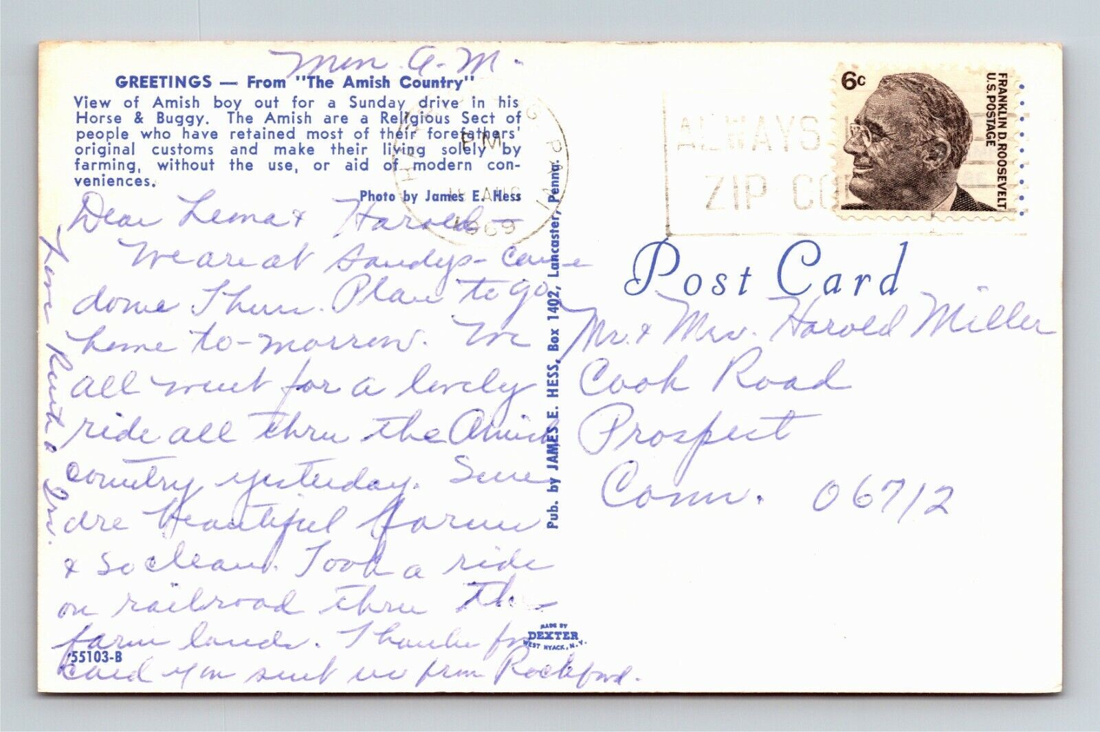 Lancaster PA Greetings Amish Riding In Buggy Pennsylvania c1969 Vintage