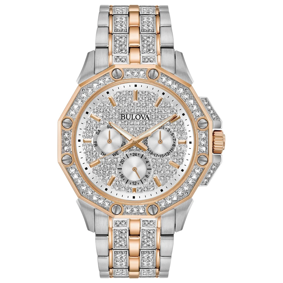 Bulova Men's Octava Crystal Accent Chronograph Silver Quartz Watch 41MM 98C133