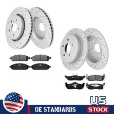 For Jeep Grand Cherokee Commander Front Rear Disc Rotors Ceramic Brake Pads