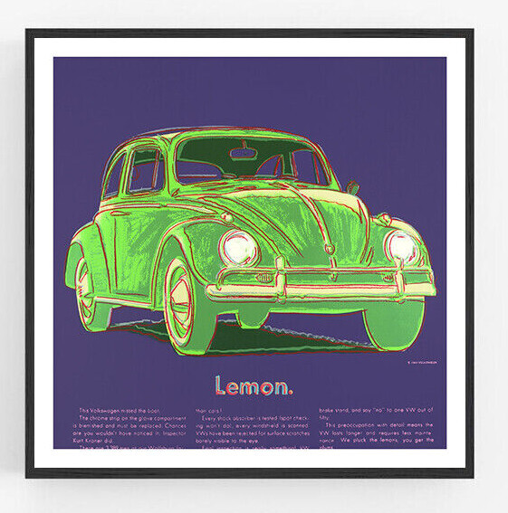 Andy Warhol - Volkswagen Beetle Lemon, VW, Giclee Print, Car