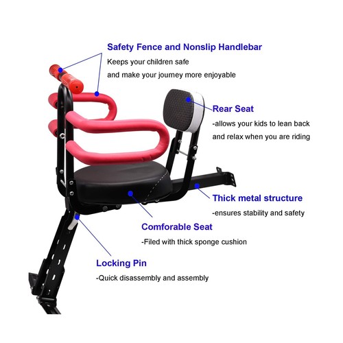Foldable Front Mounted Children Bike Seats, Portable Baby Kids' Bicycle Carri... - Picture 4 of 7