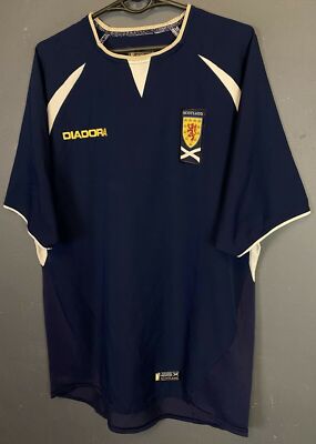 VINTAGE MENS DIADORA SCOTLAND 2003/2004 HOME SOCCER FOOTBALL SHIRT