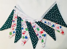 CATH KIDSTON HANDMADE CHRISTMAS BUNTING 2.1m BAMBI,BILLY,SANTA AMD GREEN SPOTS