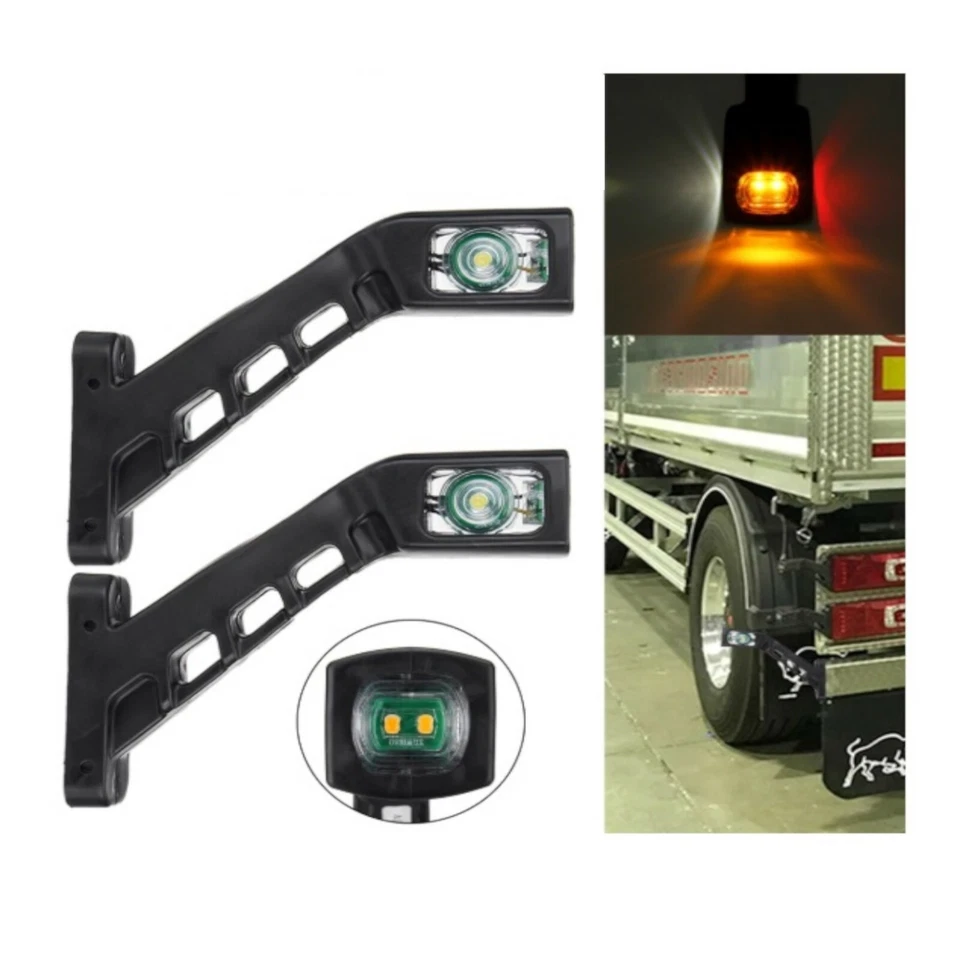 Coppia 12/24V Luce Ingombro LED Arancio Rosso Bianco Gambe Gomma Fanale Laterale - Immagine 3 di 4