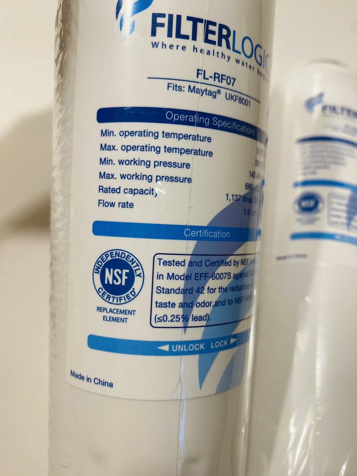 Filterlogic FL-RF07 fits maytag ukf8001 Refrigerator filter water 2-lot sealed - Image 2 of 4