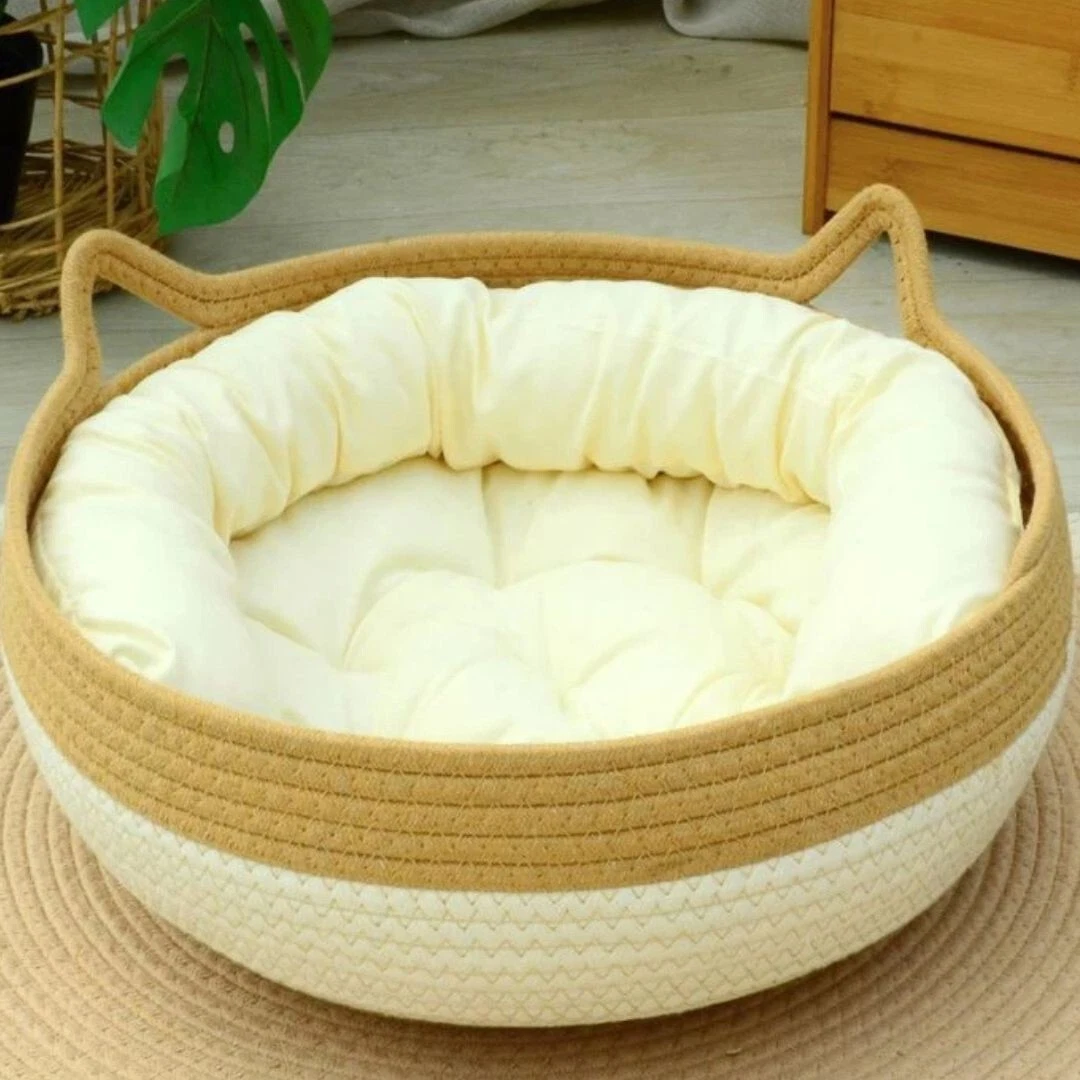 Wicker Cat Bed | Handmade Natural Bamboo Cat Basket | Breathable Pet Bed
Opens in a new window or ta