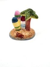 Miniature Porcelain Surfboards and Palm Tree collectible, Gel Embed, Display