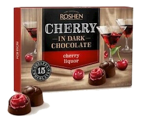ROSHEN Chocolate Oscuro *CEREZA* con CAJA REGALO LICOR Hecho en Ucrania 150g