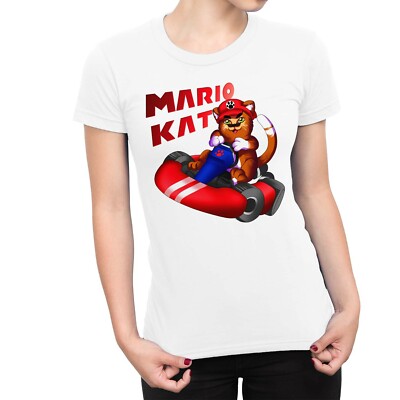 1Tee Damen Mario Kat Katze Gaming T-Shirt
