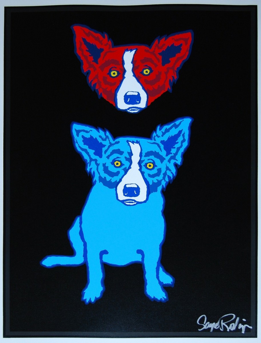 George Rodrigue Blue Dog Mischief On My Mind Silkscreen Print