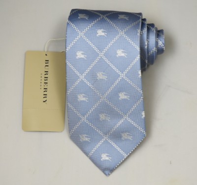 NEW Burberry BLUE Check Mans 100% Silk Tie Authentic Italy Made 035066 