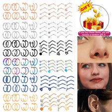 2-32PCS 20G Surgical Steel Nose Rings Hoop L Bend Stud Gem Body Piercing Set