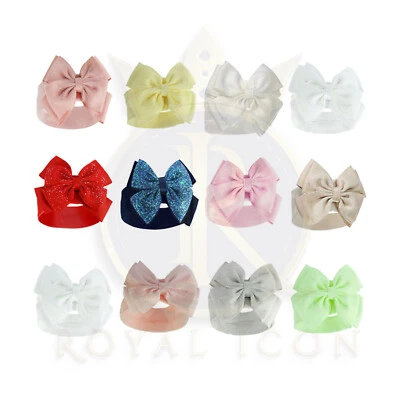 ROYAL ICON 3Pc Baby Girls Headband Sparkle Glitter Bow Spanish Style Hairbands Headbands