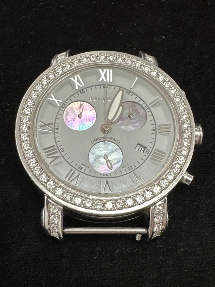 BENNY & CO. & DIAMOND 3ct QUARTZ with white DIAL Men's Watch, SS case NO BAND - Image 2 of 4
