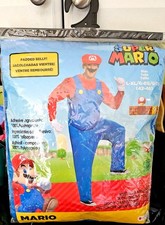 Super Mario Adult Costume with Plush Belly Halloween Nintendo Disguise Mens L/XL