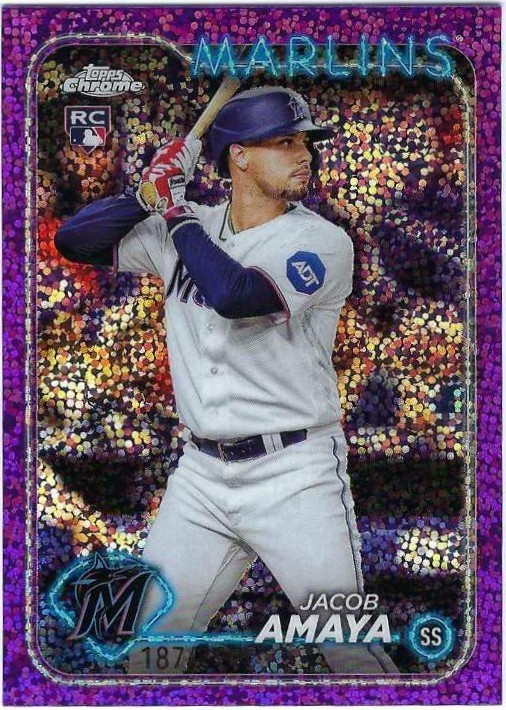 2024 Topps Chrome - Jacob Amaya #92 Purple Speckle Refractor /299 (RC)