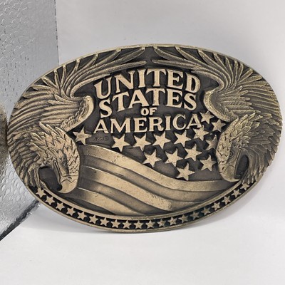 Solid brass Messing Gürtelschnalle,USA,L10xB7.5 United States of America+Adler