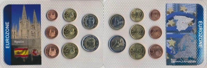 Coins Espagne 2009 2009 Fleur de coin monnaies 2009 1 cent jusqu'à ce que 2 euro - Photo 1/1