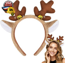 Deer Antlers Headband for Women Furry Deer Ears Costume for Christmas Party